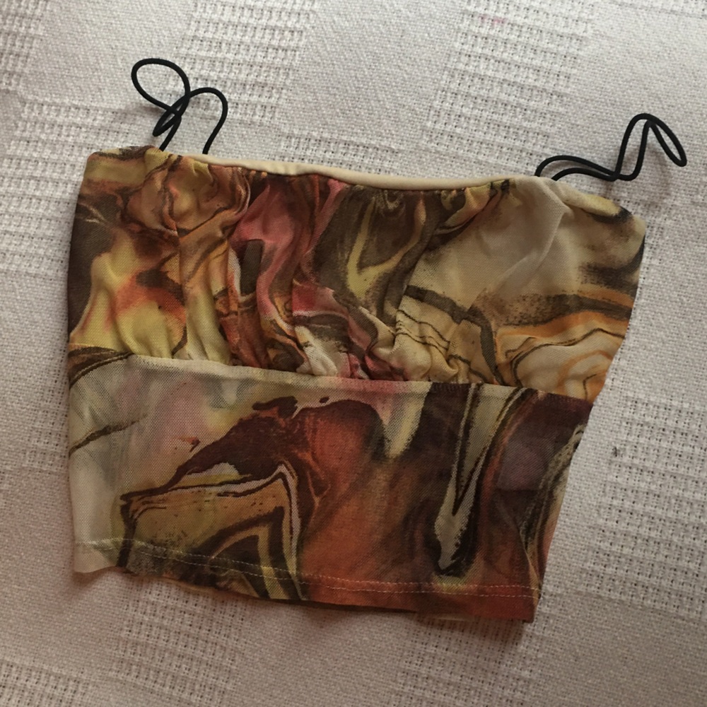 Abstract mesh crop top